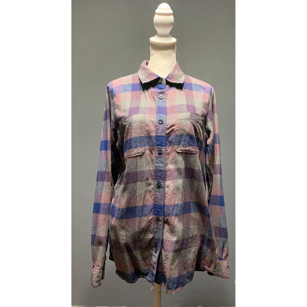 The North Face Women's Sz Small Purple Plaid Long Sleeves Button Up Shirt